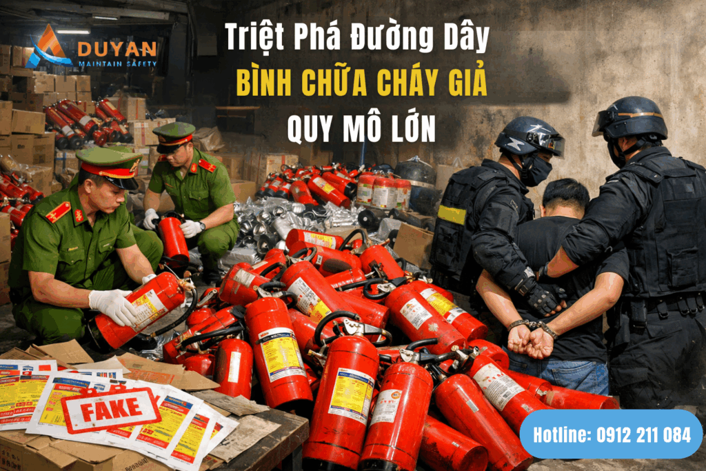 Triệt phá đường dây bình chữa cháy giả quy mô lớn 01