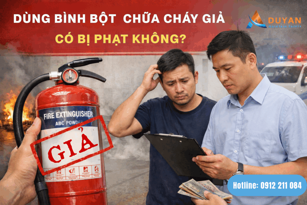 Dùng bình bột chữa cháy giả có bị phạt không 01